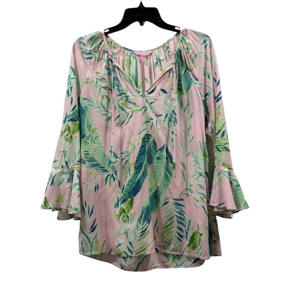 Lilly Pulitzer Willa Flounce Sleeve Top Coral Reef Tint Size S